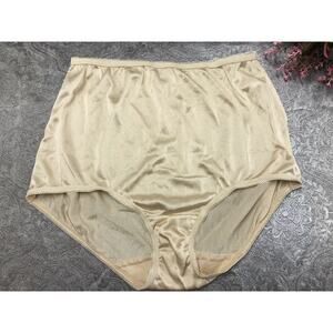 VINTAGE Style Shiny Nylon HI SISSY Granny Panty Full Cut Brief 6 NUDE Underscore